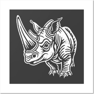 Mighty Rhino distressed Posters and Art